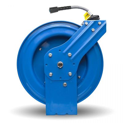 BLBPWRHD1450-NM image(0) - BluBird Blushield Polyester Pressure Washer Hose Reel Heavy Duty Single Arm Assembly 1/4" x 50'