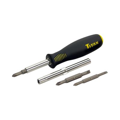 TIT11010 image(0) - TITAN 6-IN-1 RATCHETING SCREWDRIVER W/ CUSHION GRIP