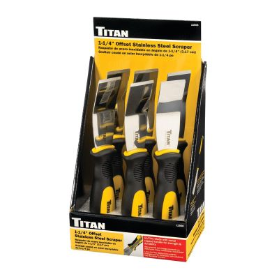 TIT11508-6 image(0) - TITAN 6PC 1 1/4" Offset Stainless Steel Scraper Display