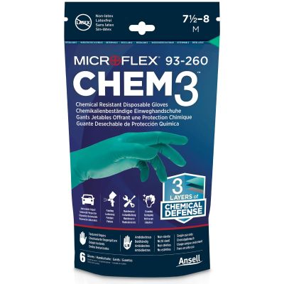 MFX93260RP100 image(0) - Microflex CHEM3 CHEM RESIST CHEM GLOVES XL (PACK OF 6) 6PK