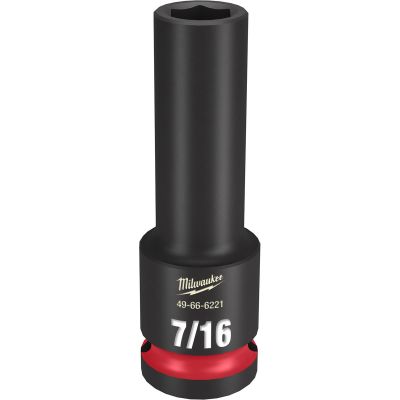 MLW49-66-6221 image(0) - Milwaukee Tool SHOCKWAVE Impact Duty  1/2"Drive 7/16" Deep 6 Point Socket