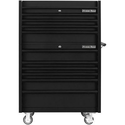 EXTDX4110CRMK image(0) - Extreme Tools DX Series 41"W x 25"D 4 Drawer Top Chest & 6 Drawer  Roller Cabinet Combo - Matte Black, Black Trim