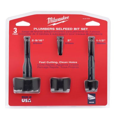 MLW49-22-0030 image(0) - Milwaukee Tool Plumbers' Selfeed Bit Kit (3 PC)