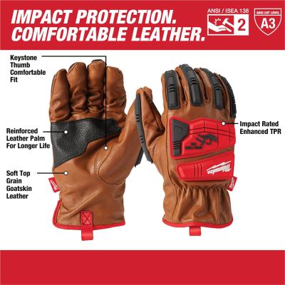 MLW48-22-8773 image(0) - Milwaukee Tool Impact Cut Level 3 Goatskin Leather Gloves XL