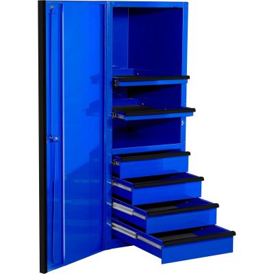 EXTEX2404SCQBKBL image(0) - Extreme Tools EX Series 24" 4 Drawer and 2 Shelf Professional Side Cabinet Black w Blue Handle