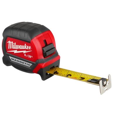 MLW48-22-0326 image(0) - Milwaukee Tool 8m/26ft Compact Wide Blade Magnetic Tape Measure