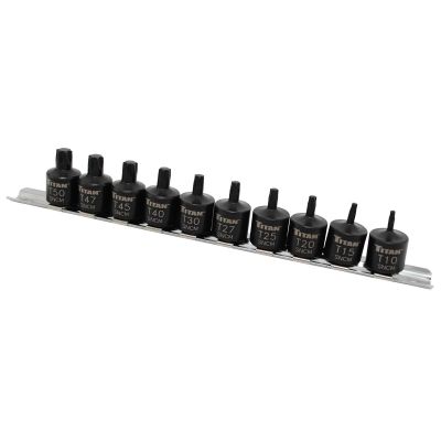 TIT16142 image(0) - TITAN 10-PC STUBBY STAR BIT SOCKET SET