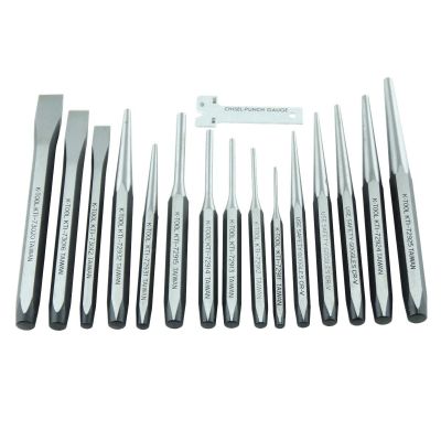 KTI72901 image(0) - K Tool International PUNCH & CHISEL SET 15 PC. IN PLASTIC TRAY