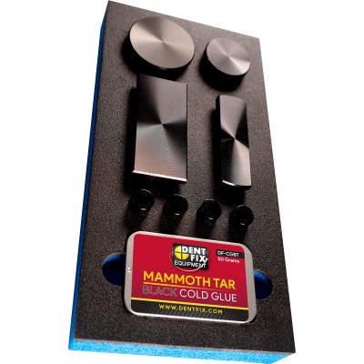 DENDF-CGS72 image(0) - Dent Fix Do you already have a Slide Hammer and want to get into GPR? No problem this is the kit for you! The Cold Adhesive Glue Pad Set with Mammoth Tar DF-CGS72 is a lightweight kit that is a great way for auto body professionals 