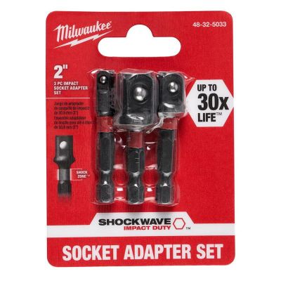 MLW48-32-5033 image(7) - Milwaukee Tool SHOCKWAVE 3PC ImpactSocket Adapter Set