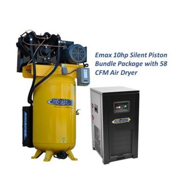 EMXESP10V080V1PK image(0) - EMAX EMAX Silent Industrial Plus 10 HP 1-Phase 80 gal. Vertical Compressor with 58 CFM Dryer Bundle-With Pressure Lube Pump