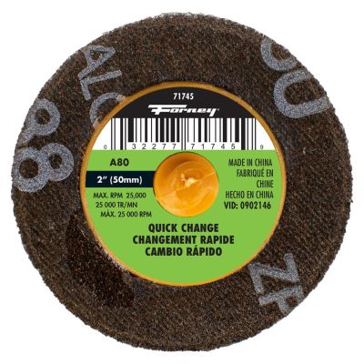 FOR71745 image(0) - Forney Industries Quick Change Sanding Disc, 2 in, 80 Grit