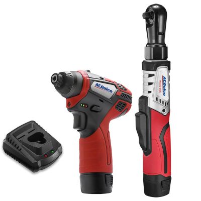 ACDARW12103-K2 image(0) - ACDelco ARW12103-K2 G12 Series 12V Li-ion Cordless 3/8" Brushless Rachet Wrench & �"? Impact Driver Combo Tool Kit with 2 Batteries