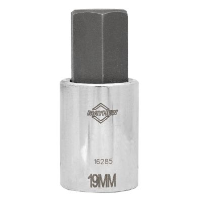 MAY16285 image(0) - Mayhew Mayhew 19 MM Metric Hex Short Insert Socket Bit, 1/2-Inch Drive