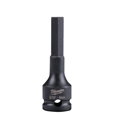 MLW49-66-5151 image(0) - Milwaukee Tool 5/16" SHOCKWAVE Lineman's Impact 3/8" Drive Hex Bit Socket