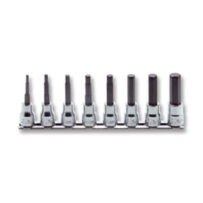 KKNRS3015M-8-L100 image(0) - Ko-ken USA 3/8 Sq. Dr. Grip Ring Hex Bit Socket Set, 3mm-12mm -  8 pieces