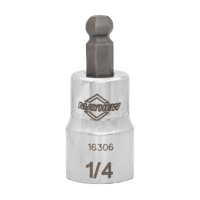 MAY16306 image(0) - Mayhew Mayhew 1/4-Inch SAE Ball Hex Short Insert Socket Bit, 3/8-Inch Drive