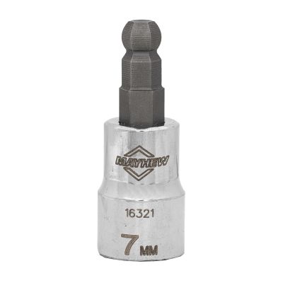 MAY16321 image(0) - Mayhew Mayhew 7 MM Metric Ball Hex Short Insert Socket Bit, 3/8-Inch Drive