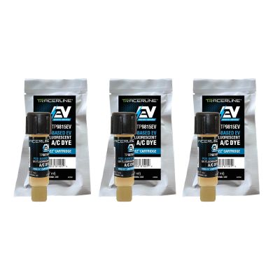 TRATP9815EV-P3 image(0) - Tracer (3) 0.25 oz (7 ml) Mini-EZ™ single-dose POE-Based EV A/C dye cartridges (compatible with R-134a and R-1234yf systems)Three 0.25 oz  Mini-EZ™ single-dose POE-Based EV A/C dye cartridges (for R-134a and R-1234yf 