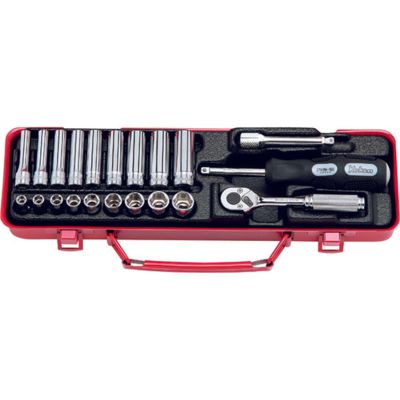 KKN2277 image(0) - Ko-ken USA 2277 1/4 Sq. Dr. 21 Piece Metric 6-Point Socket Set  5.5-13mm