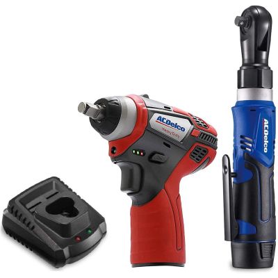 ACDARW1209-K14 image(0) - ACDelco ACDelco G12 Series 12V Li-ion Cordless 3/8"? Ratchet Wrench & Impact Wrench Combo Tool Kit