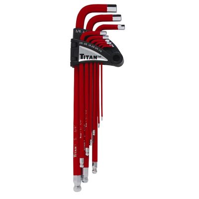 TIT12713 image(0) - TITAN 13 Pc. Xtra Long Arm Ball End Hex Key Set (Sae)