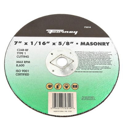 FOR72314 image(0) - Forney Industries Cutting Wheel, Masonry, Type 1, 7 in x 1/16 in x 5/8 in