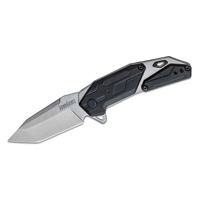 KER1401 image(0) - Kershaw Jetpack Assisted Open Liner Lock American Tanto Blade EDC Folding Pocket Knife with Stonewashed Finish - Silver/Black