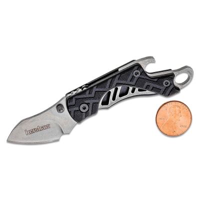 KER1025X image(0) - Kershaw Cinder Manual Open Liner Lock Drop Point Blade EDC Folding Pocket Knife with Stonewashed Finish - Black/Silver