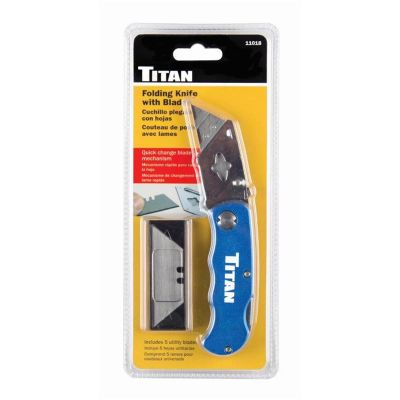 TIT55626 image(0) - Titan Folding Utility Knife - Blue