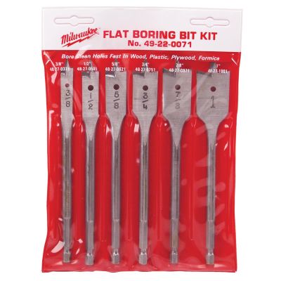 MLW49-22-0071 image(0) - Milwaukee Tool Flat Boring Bit 6" Universal Set - 6PC