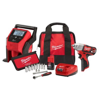 MLW2463-21RS image(0) - Milwaukee Tool M12 Impact Wrench Kit W/Inflator