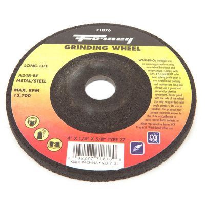 FOR71876 image(0) - Forney Industries Grinding Wheel, Metal, Type 27, 4 in x 1/4 in x 5/8 in