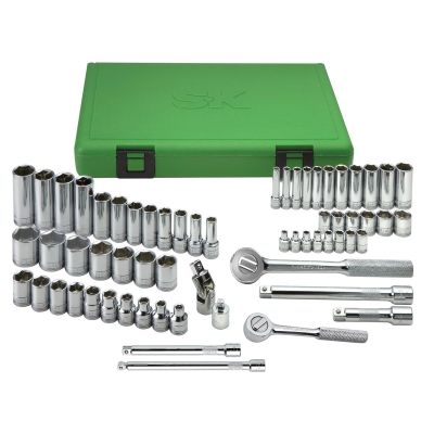 SKT94562 image(0) - S K Hand Tools 62 Pc. 6Pt Mric 1/4 & 3/8 Std & Deep Superkrome Set