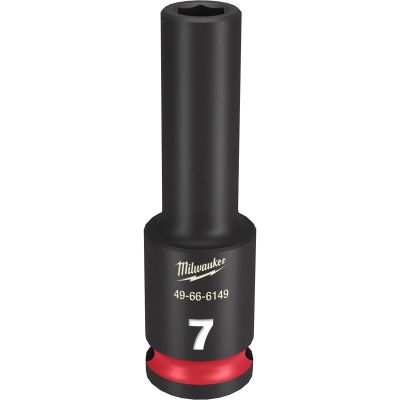 MLW49-66-6149 image(0) - Milwaukee Tool SHOCKWAVE Impact Duty  3/8"Drive 7MM Deep 6 Point Socket