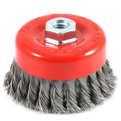 FOR72753 image(0) - Forney Industries Cup Brush, Knotted, 4 in x .020 in x 5/8 in-11 Arbor