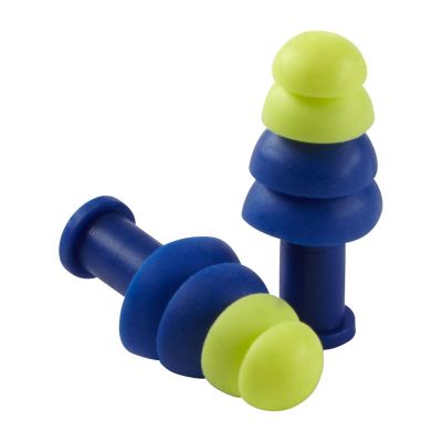 SRWS23420 image(0) - Sellstrom Sellstrom - Earplugs - Reusable - Tapered - Uncorded - Blue/Hi-Viz Green - NRR 27 - 100 Pair Dispenser Box