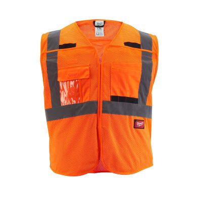 MLW48-73-5125 image(0) - Milwaukee Tool Class 2 Breakaway High Visibility Orange Mesh Safety Vest - S/M