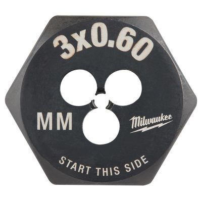 MLW49-57-5310 image(0) - Milwaukee Tool M3-0.60 mm 1-Inch Hex Threading Die