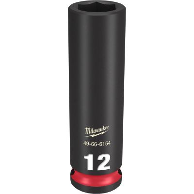 MLW49-66-6154 image(0) - Milwaukee Tool SHOCKWAVE Impact Duty  3/8"Drive 12MM Deep 6 Point Socket