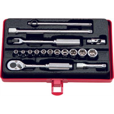 KKN2261M image(0) - Ko-ken USA 2261M 1/4 Sq. Dr. 17 Piece Metric 6-Point Socket Set  4-12mm