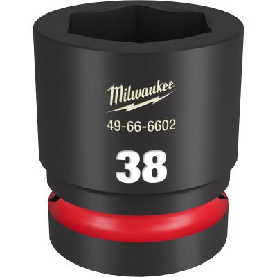 MLW49-66-6602 image(0) - Milwaukee Tool SHOCKWAVE Impact Duty  1"Drive 38MM Standard 6 Point Socket