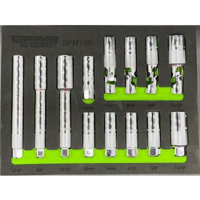 VIMSPM100 image(0) - VIM Tools Spark Plug Master Set, 13 Piece Set, Include Xl, Standard And Swivel Spark Plug Tools