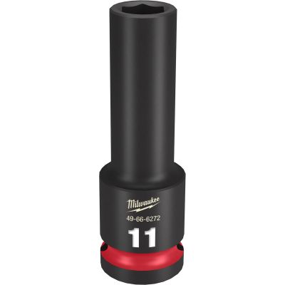 MLW49-66-6272 image(0) - Milwaukee Tool SHOCKWAVE Impact Duty  1/2"Drive 11MM Deep 6 Point Socket