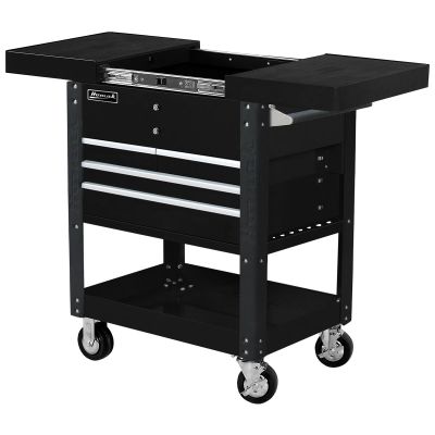 HOMBK06043500 image(0) - Homak Manufacturing 35" Pro Series 4-Drawer Slide-Top Service Cart Blk