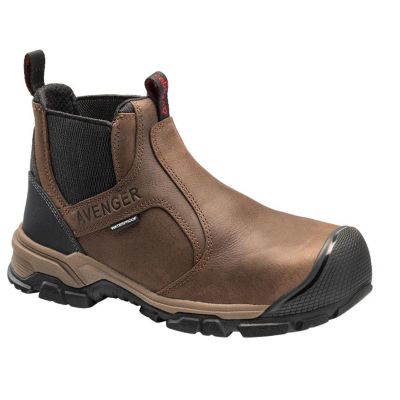 FSIA7340-15M image(0) - Avenger Work Boots Ripsaw Romeo Series - Men's Mid-Top Slip-On Boots - Aluminum Toe - IC|EH|SR|PR - Brown/Black - Size: 15M