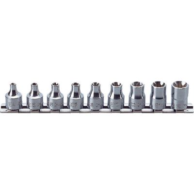 KKNRS3425-9 image(0) - Ko-ken USA RS3425/9 3/8 Sq. Dr. 9 Piece TORXÂ® Socket set E4-E16