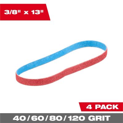 MLW48-80-7120 image(0) - Milwaukee Tool 3/8 inch x 13 inch 120 Grit Bandfile Belts 4 pack