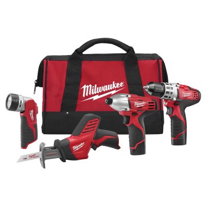 MLW2498-24 image(0) - Milwaukee Tool M12 Cordless LITHIUM-ION 4-Tool Combo Kit