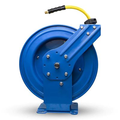 BLBOSRDA38100 image(0) - BluBird OilShield Air Hose Reel 3/8" Retractable Dual Arm Heavy Duty with Rubber Hose 300 PSI - 100 Feet